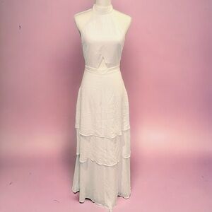 House of Harlow 1960 Revolve White Tiered Organza Halter/Choker ‎ Small Ivory